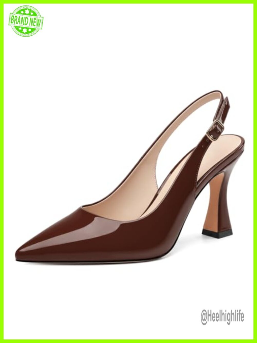 Pointed Toe Slingback Stiletto Heels with Adjustable Strap